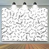 Lofaris Black Note White Backdrop For Happy Birthday Party